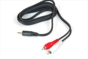 Y cable 3.5mm Stereophonic plug to 2 RCA plugs 6 ft.