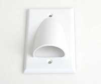 Wall plate with 45o opening on surface.Single gang box. White.